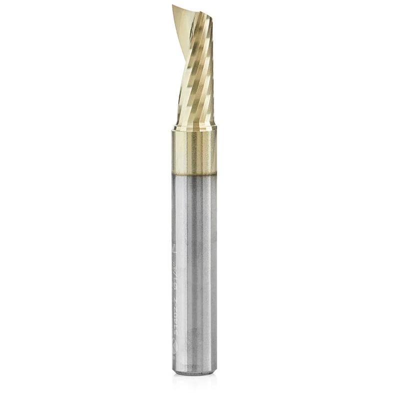 51402-Z Spiral O Single Flute Aluminum Cutting Up-Cut ZrN Coated Mirror Finish Router Bit 1/4"D 5/8"CH 1/4"SH 2"OL